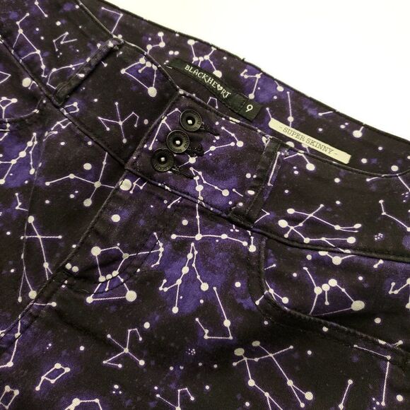 Hot Topic Blackheart Constellation Print Purple Super Skinny Jeans  Size 9 - Picture 9 of 11